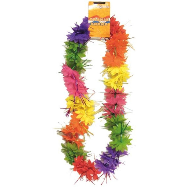 Hawaii Krans Kleurenmix met Glitters van Folat koop je bij Partywinkel