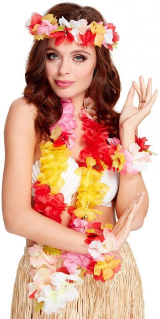 Hawaii Krans Set Gekleurd 4 delig van Smiffys koop je bij Partywinkel