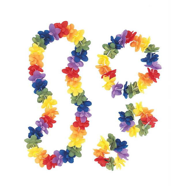 Hawaii Kransen Set 25,1cm 4 delig van Unique koop je bij Partywinkel