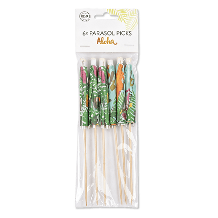 Hawaii Parasol Prikkers Aloha 18cm 6st van WeFiesta koop je bij Partywinkel