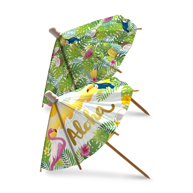 Hawaii Parasol Prikkers Aloha 18cm 6st van WeFiesta koop je bij Partywinkel