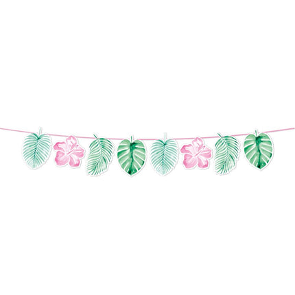 Hawaii Slinger Groen Roze Bladeren van WeFiesta koop je bij Partywinkel