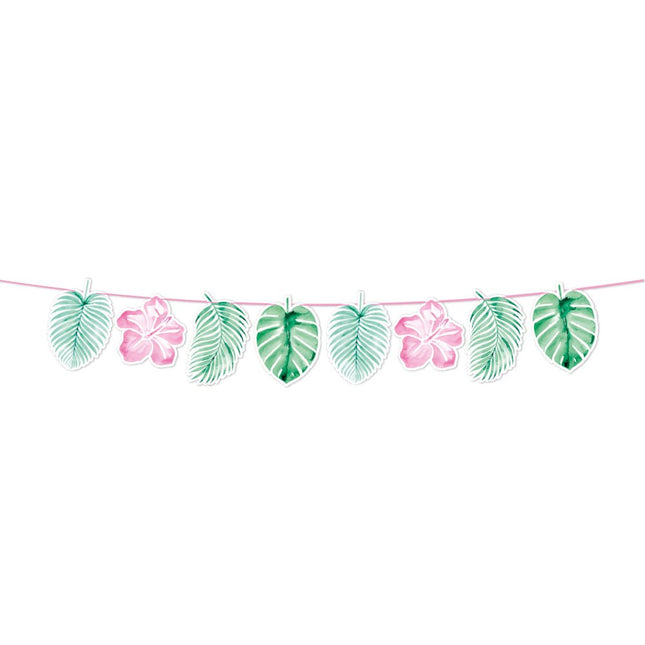 Hawaii Slinger Groen Roze Bladeren van WeFiesta koop je bij Partywinkel