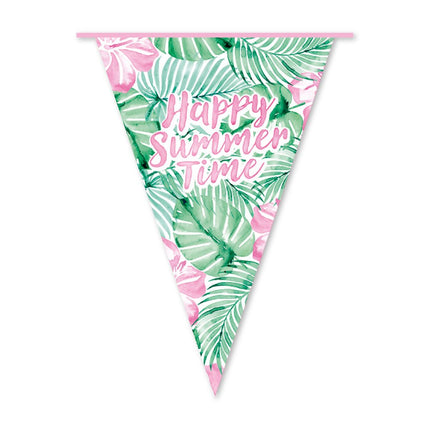 Hawaii Slinger Groen Roze Happy Summer Time 10m van WeFiesta koop je bij Partywinkel