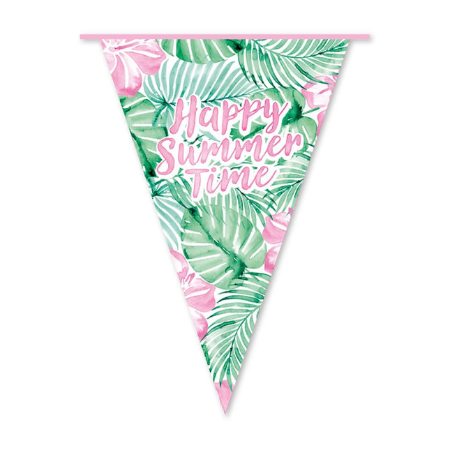 Hawaii Slinger Groen Roze Happy Summer Time 10m van WeFiesta koop je bij Partywinkel