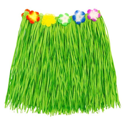 Hawaiirokje Groen Met Bloemenriem 40cm van Widmann koop je bij Partywinkel