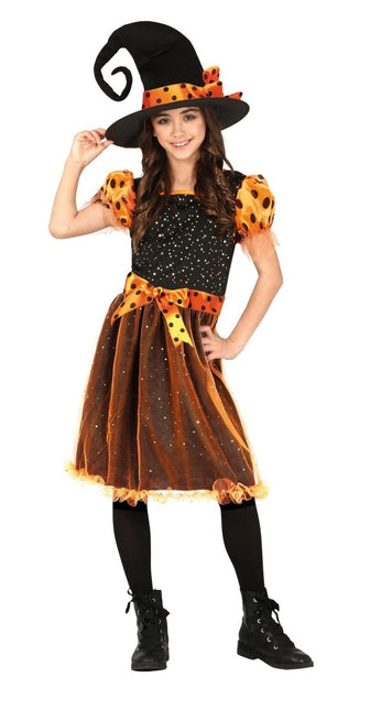 Heks Halloween Kostuum Meisje Oranje van Fiestas Guirca koop je bij Partywinkel