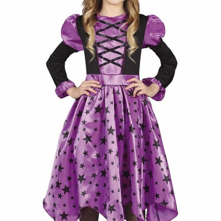 Heks Halloween Kostuum Meisje Sterren Paars van Fiestas Guirca koop je bij Partywinkel