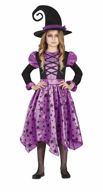 Heks Halloween Kostuum Meisje Sterren Paars van Fiestas Guirca koop je bij Partywinkel