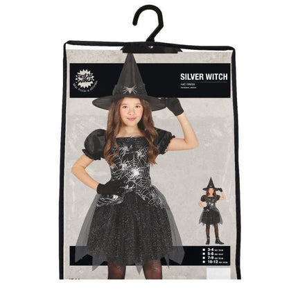 Heks Halloween Kostuum Meisje Zilver van Fiestas Guirca koop je bij Partywinkel