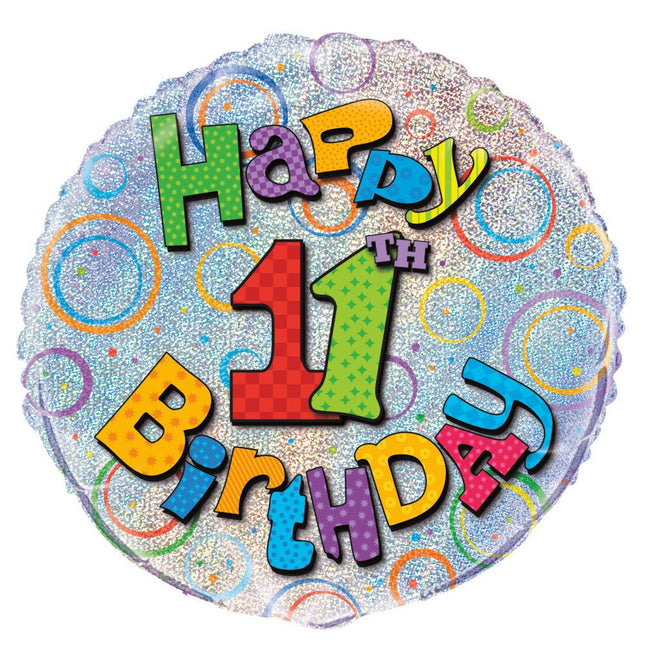 Helium Ballon 11 Jaar Glitters 45cm leeg van Unique koop je bij Partywinkel