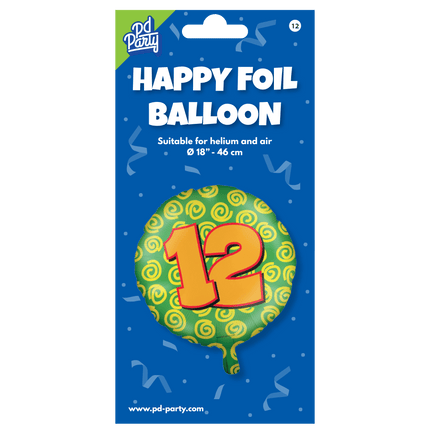 Helium Ballon 12 Jaar Gekleurd Leeg 46cm van Paper Dreams koop je bij Partywinkel