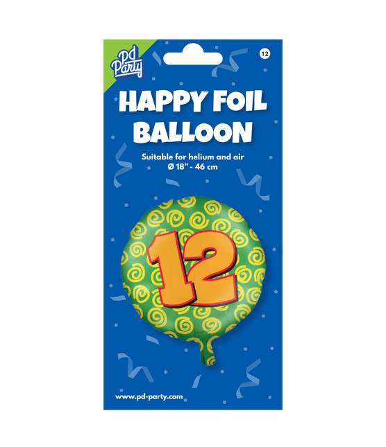Helium Ballon 12 Jaar Gekleurd Leeg 46cm van Paper Dreams koop je bij Partywinkel