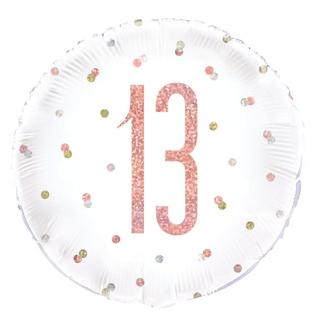 Helium Ballon 13 Jaar Rose Goud 45cm leeg van Unique koop je bij Partywinkel