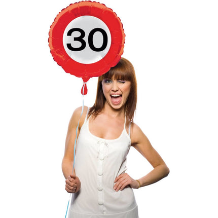 Helium Ballon 30 Jaar Verkeersbord 43cm leeg van Folat koop je bij Partywinkel