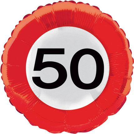 Helium Ballon 50 Jaar Verkeersbord 43cm leeg van Folat koop je bij Partywinkel