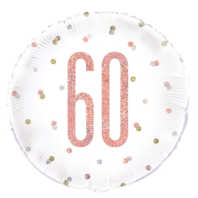 Helium Ballon 60 Jaar Rose Goud 45cm leeg van Unique koop je bij Partywinkel