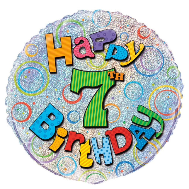 Helium Ballon 7 Jaar Glitters 45cm leeg van Unique koop je bij Partywinkel