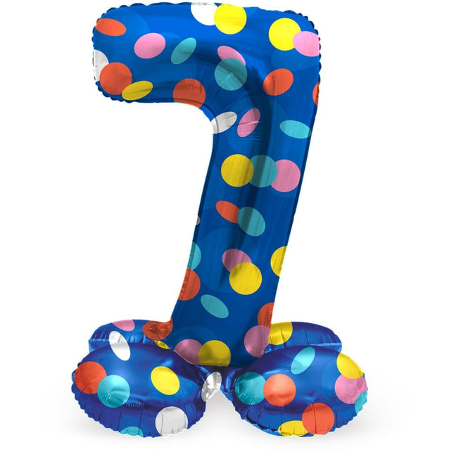 Helium Ballon 7 Jaar Stippen Met Standaard Leeg 41cm van Folat koop je bij Partywinkel