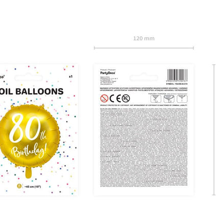 Helium Ballon 80Th Birthday Goud Leeg 45cm van Partydeco koop je bij Partywinkel