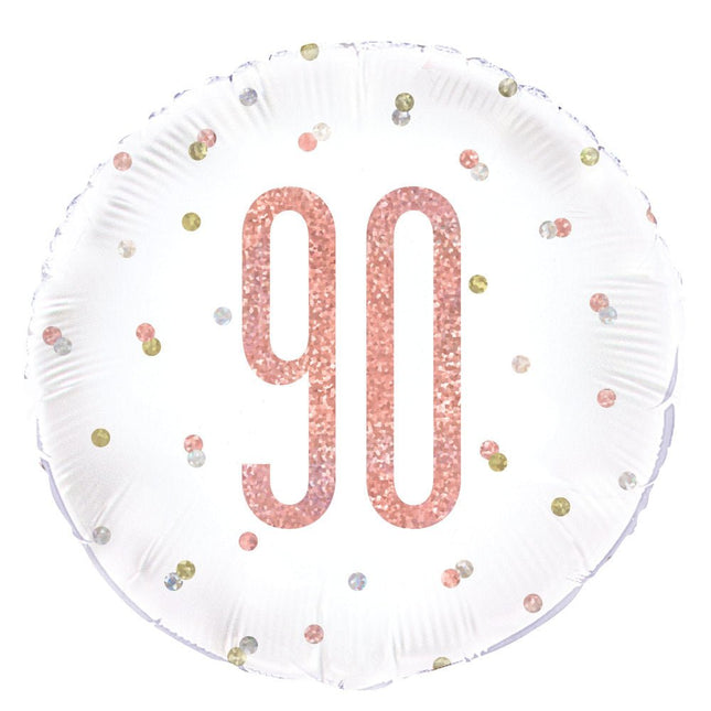 Helium Ballon 90 Jaar Rose Goud 45cm leeg van Unique koop je bij Partywinkel