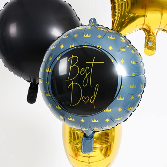 Helium Ballon Best Dad Blauw Leeg 45cm van Folat koop je bij Partywinkel