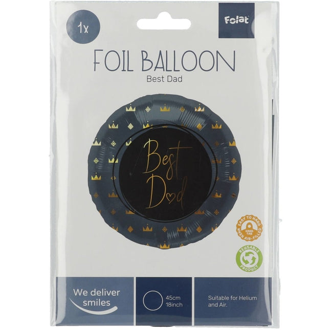 Helium Ballon Best Dad Blauw Leeg 45cm van Folat koop je bij Partywinkel