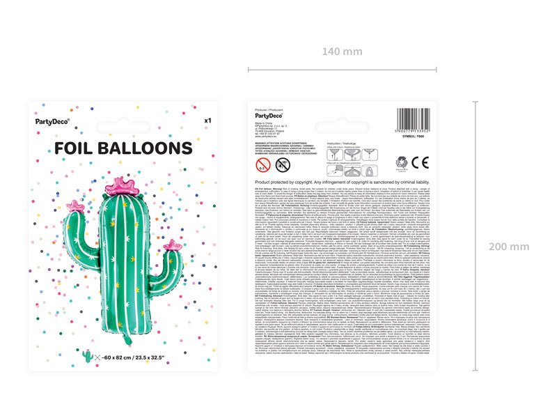 Helium Ballon Cactus Leeg 82cm van Partydeco koop je bij Partywinkel