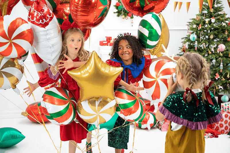 Helium Ballon Candy Goud Wit Leeg 35cm van Partydeco koop je bij Partywinkel