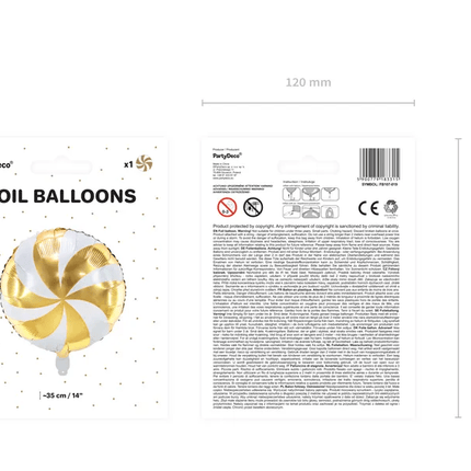 Helium Ballon Candy Goud Wit Leeg 35cm van Partydeco koop je bij Partywinkel