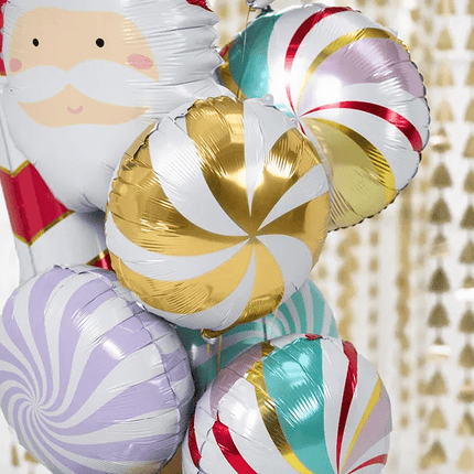 Helium Ballon Candy Goud Wit Leeg 35cm van Partydeco koop je bij Partywinkel
