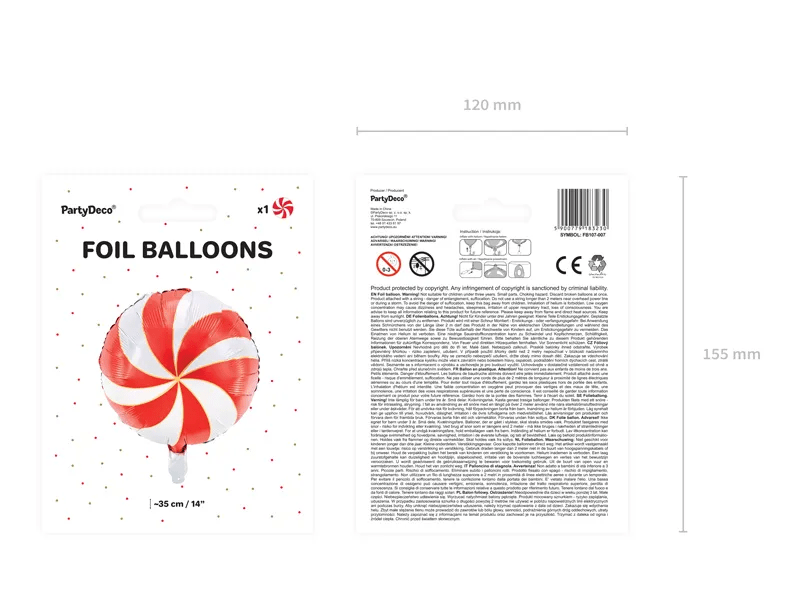 Helium Ballon Candy Rood Leeg 35cm van Partydeco koop je bij Partywinkel