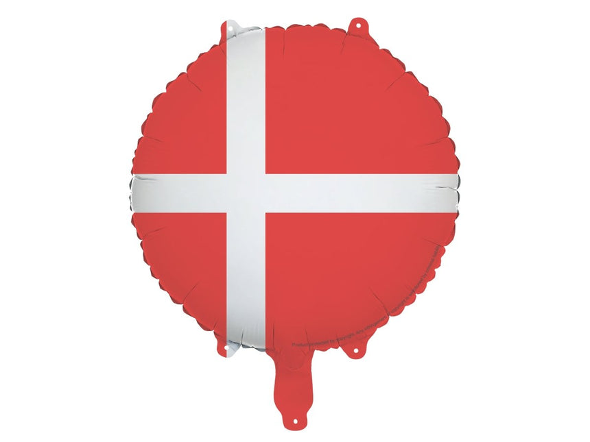 Helium Ballon Deense Vlag 45cm Leeg van Partydeco koop je bij Partywinkel