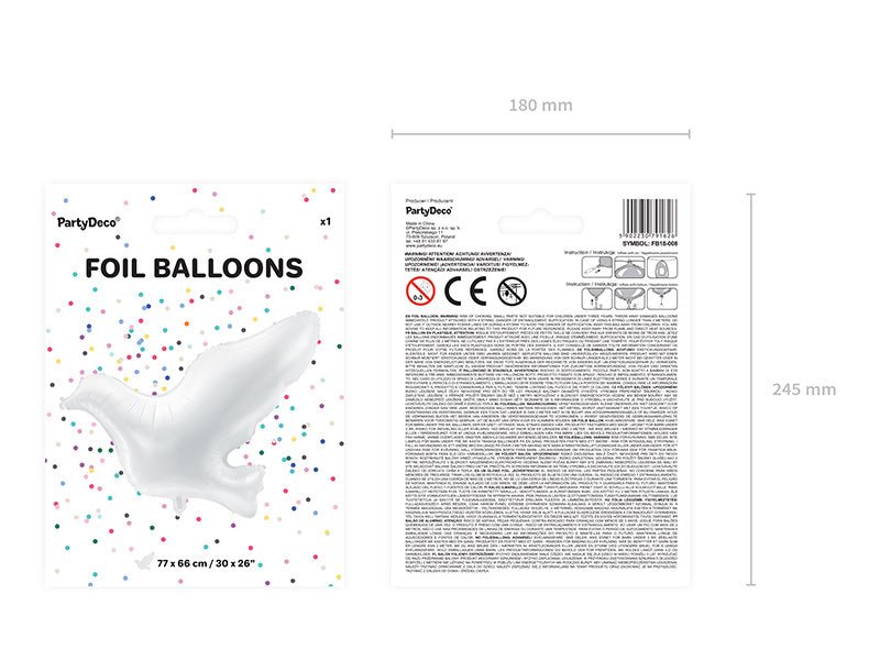Helium Ballon Duif Leeg 77cm van Partydeco koop je bij Partywinkel