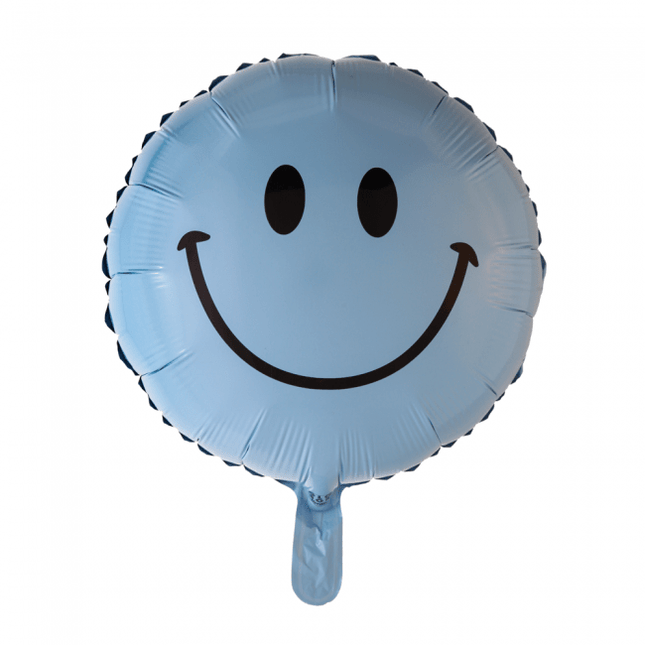 Helium Ballon Emoji Smile Lichtblauw 45cm leeg van WeFiesta koop je bij Partywinkel