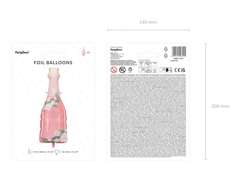 Helium Ballon Fles Bride To Be Leeg 1,08m van Partydeco koop je bij Partywinkel
