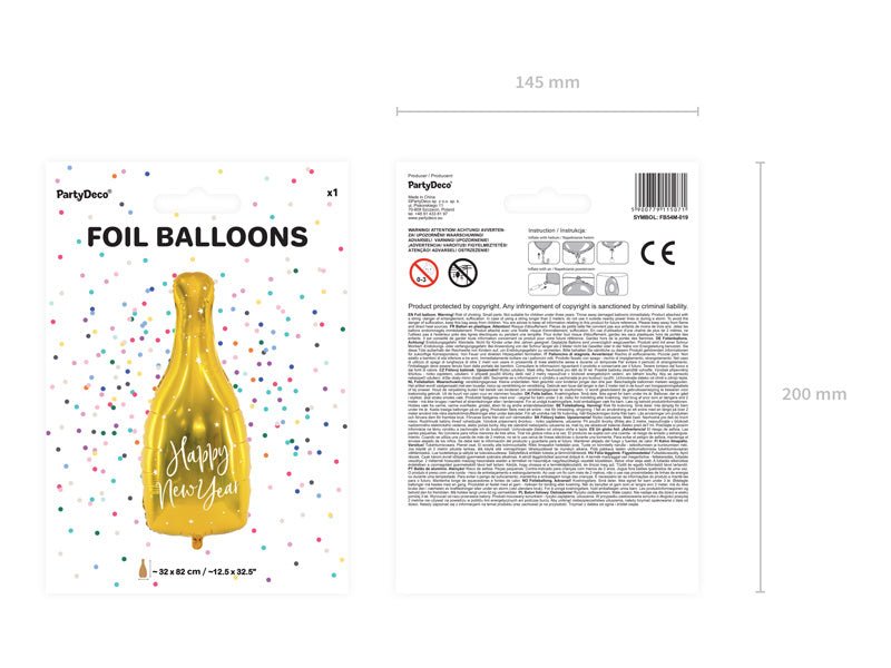 Helium Ballon Fles Happy New Year Leeg 82cm van Partydeco koop je bij Partywinkel