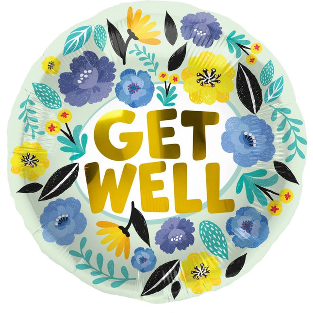 Helium Ballon Get Well Bloemen Leeg 45cm van Folat koop je bij Partywinkel