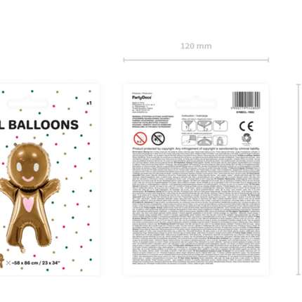 Helium Ballon Gingerbread Leeg 97cm van Partydeco koop je bij Partywinkel