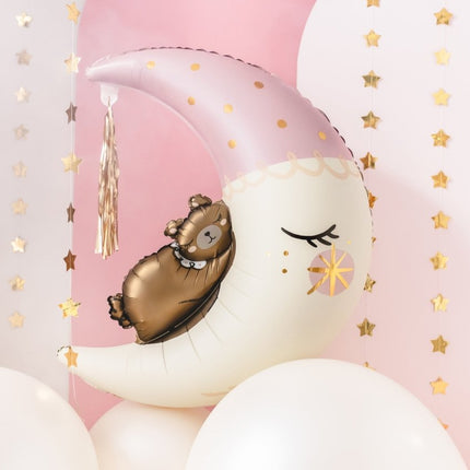 Helium Ballon Halve Maan Met Beertje Leeg 86cm van Partydeco koop je bij Partywinkel