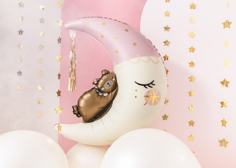 Helium Ballon Halve Maan Met Beertje Leeg 86cm van Partydeco koop je bij Partywinkel