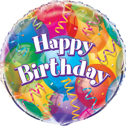 Helium Ballon Happy Birthday Ballonnen gekleurd 45cm leeg van Unique koop je bij Partywinkel