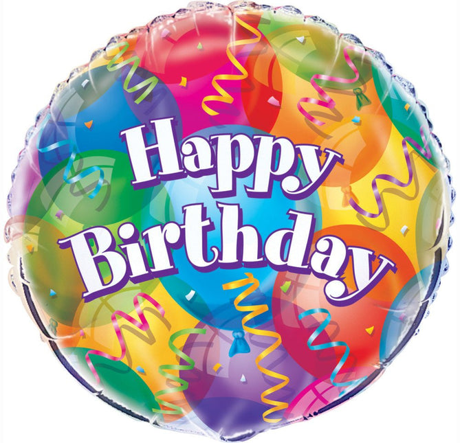 Helium Ballon Happy Birthday Ballonnen gekleurd 45cm leeg van Unique koop je bij Partywinkel