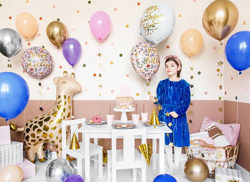 Helium Ballon Happy Birthday Bloemen Roze Leeg 45cm van Partydeco koop je bij Partywinkel