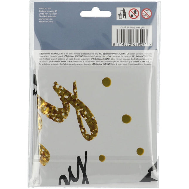 Helium Ballon Happy Birthday Gouden Stippen Leeg 45cm van Folat koop je bij Partywinkel