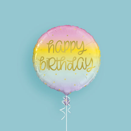 Helium Ballon Happy Birthday Pastel 45cm leeg van Unique koop je bij Partywinkel