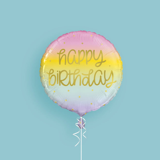 Helium Ballon Happy Birthday Pastel 45cm leeg van Unique koop je bij Partywinkel