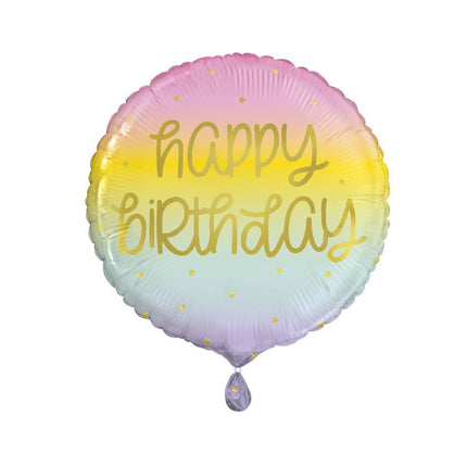 Helium Ballon Happy Birthday Pastel 45cm leeg van Unique koop je bij Partywinkel