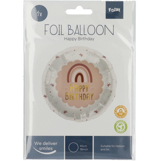 Helium Ballon Happy Birthday Regenboog Roze Leeg 45cm van Folat koop je bij Partywinkel