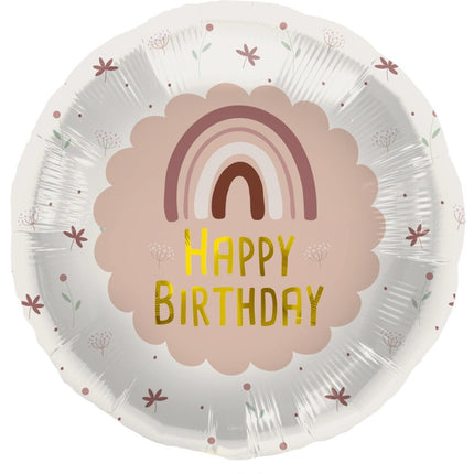 Helium Ballon Happy Birthday Regenboog Roze Leeg 45cm van Folat koop je bij Partywinkel